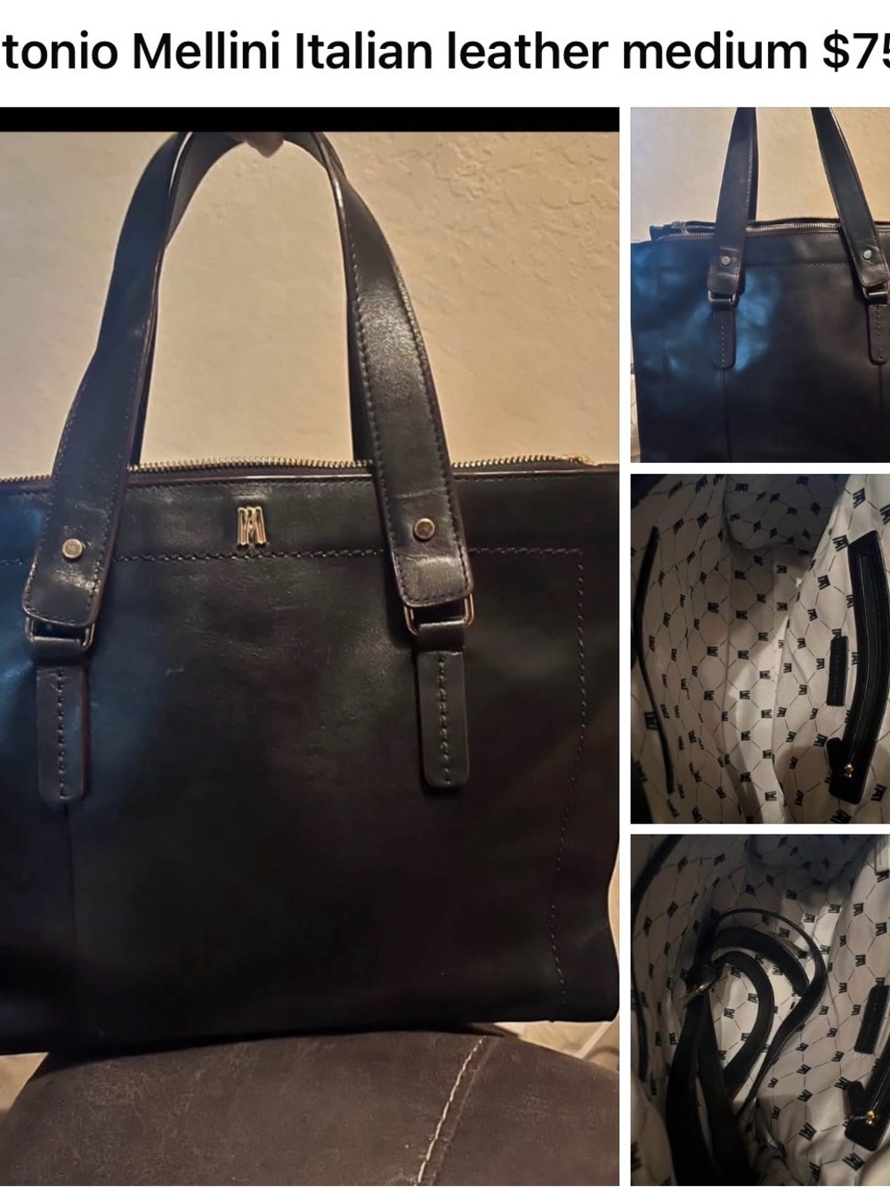 ANTONIO MELANI Black Leather Satchel